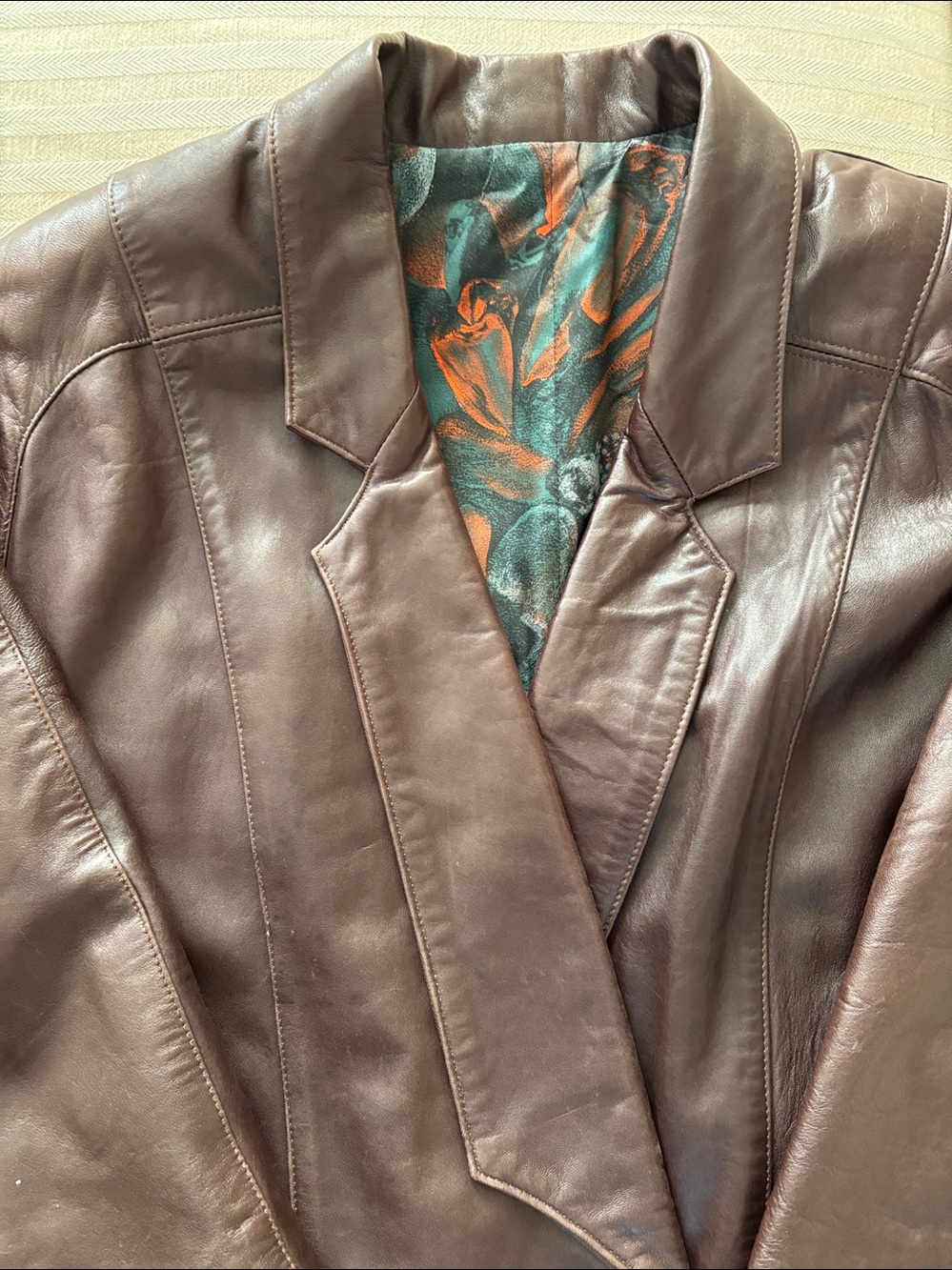 Vintage Gerome Black Label of Barcelona Brown Leather Sheepskin Jacket Size 10 - Picture 6 of 11